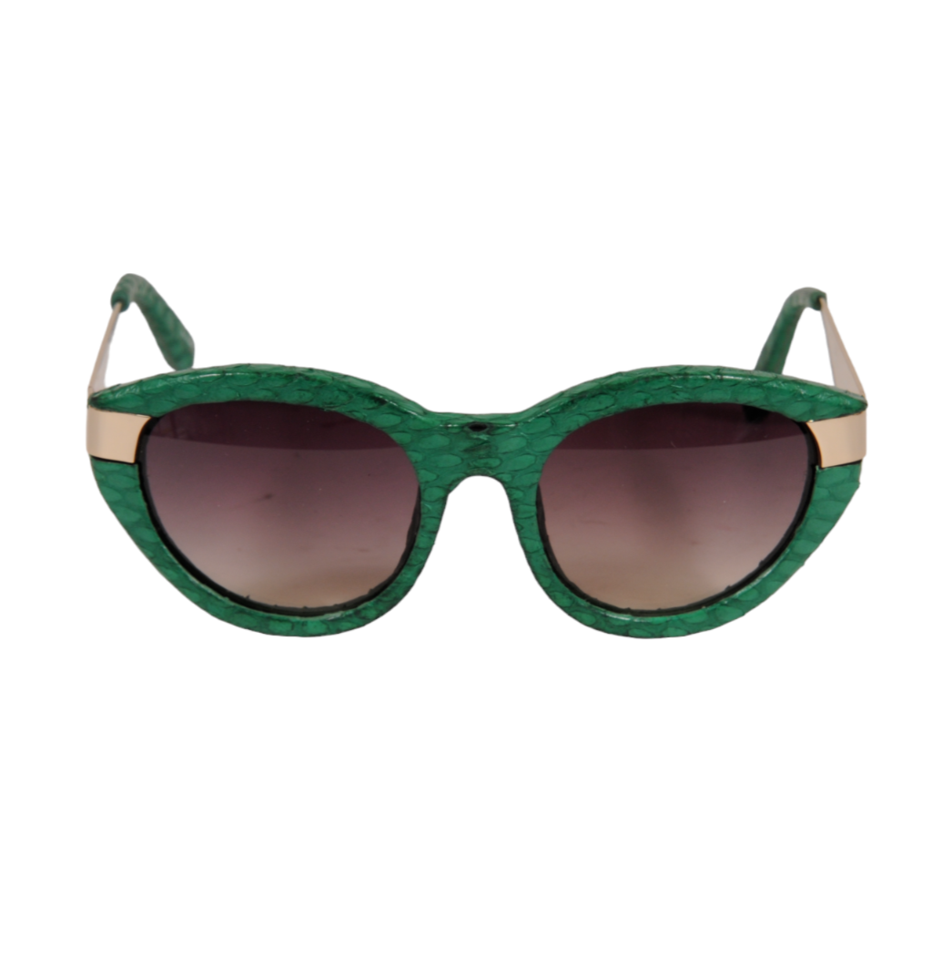 Linda Farrow Luxe Womens Python Cat Eye Sunglasses Green  display picture 1