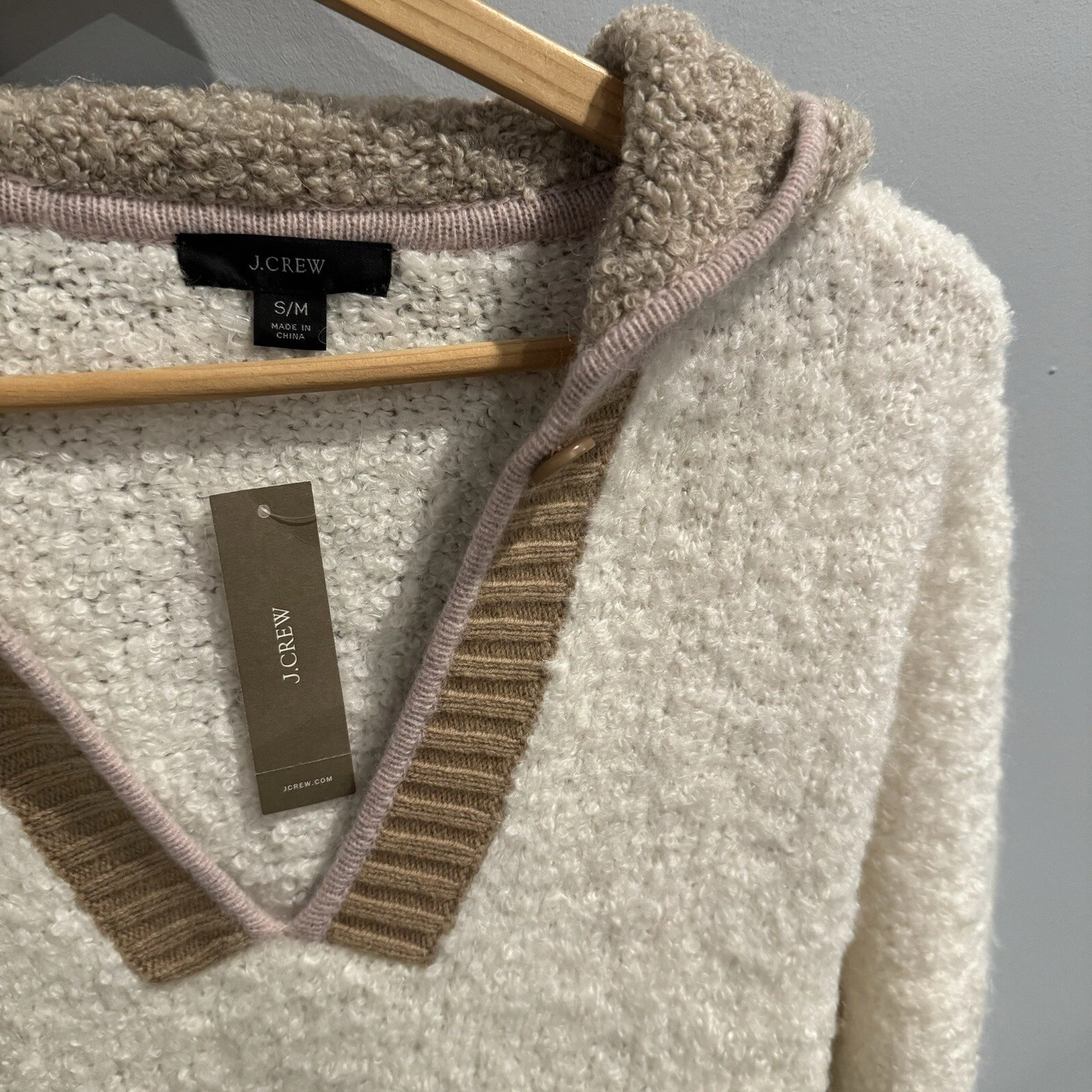 OFF WHITE *NUOVO CON ETICHETTE* J. Felpa con cappuccio maglione Crew Colorblock in moka avorio taglia S M