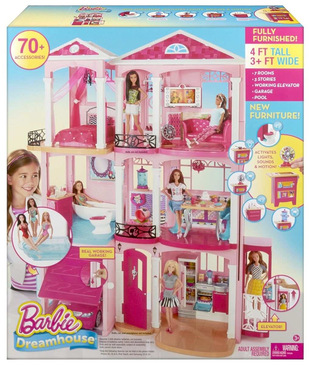 ✅New Mattel Barbie 3 Story Pink Furnished Doll Town house Dreamhouse  Townhouse✅✅