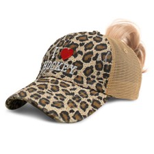 Womens Ponytail Cap I (Love) Hockey Red Heart Sports Lovers Hockey Cotton Lovers