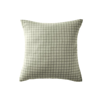 Kissenbezug 60x60 cm Gaze Baumwolle klein kariert Wassergrün