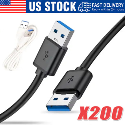 USB 3.0 A Male to A Cable Lot Data Transfer Super Speed Power Charger Metal 3FT