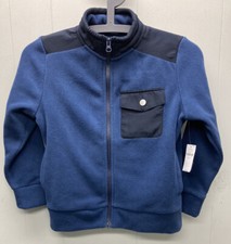 Boy's Old Navy Long Sleeve Blue Fleece Full Zip - Black Accents - Size S 6-7