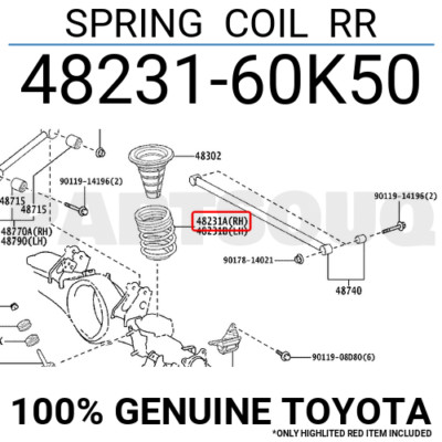T 4823160K50 Genuine Toyota SPRING COIL RR 48231-60K50 | eBay