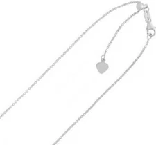 1mm Polished Adjustable Cable Chain Real 14K White Gold 22" 1.8 grams