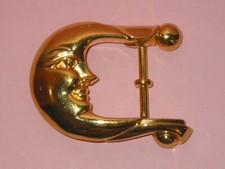 Barry Kieselstein-Cord  Superb Gold Tone Man In The Moon Belt Buckle  1988