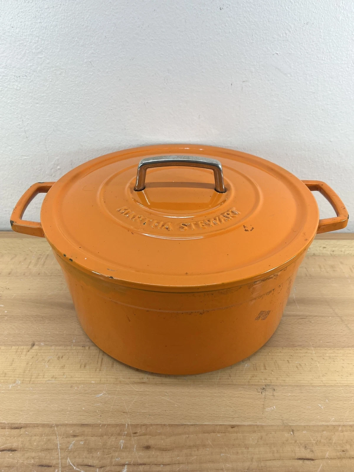 Martha Stewart Collection Cast Iron 8 Quart Dutch Oven Pot Enameled ORANGE