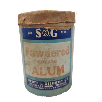 Vintage Powdered Potash Alum Container Scott & Gilbert  Co. San Francisco, Ca.