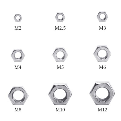 Hex Nut M2 M2.5 M3.5 M3 M4 M5 M6 M8 M10 M12 304 Stainless Steel Hexagon Nut DIN934 | Malaysia