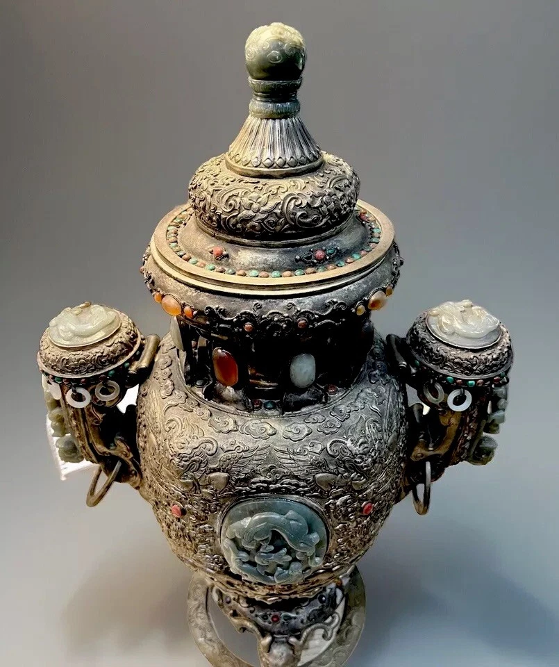 古董原版银色中国风香炉| eBay