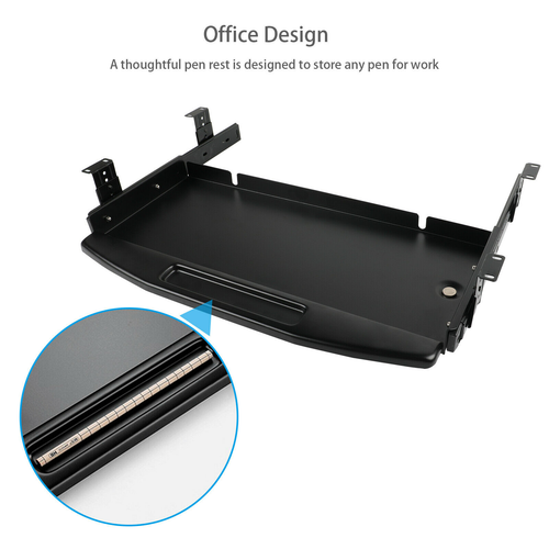 22"x16" Steel Keyboard Tray Under Desk Drawer Sliding Pull Out w/360° Mouse Tray - Picture 7 of 16