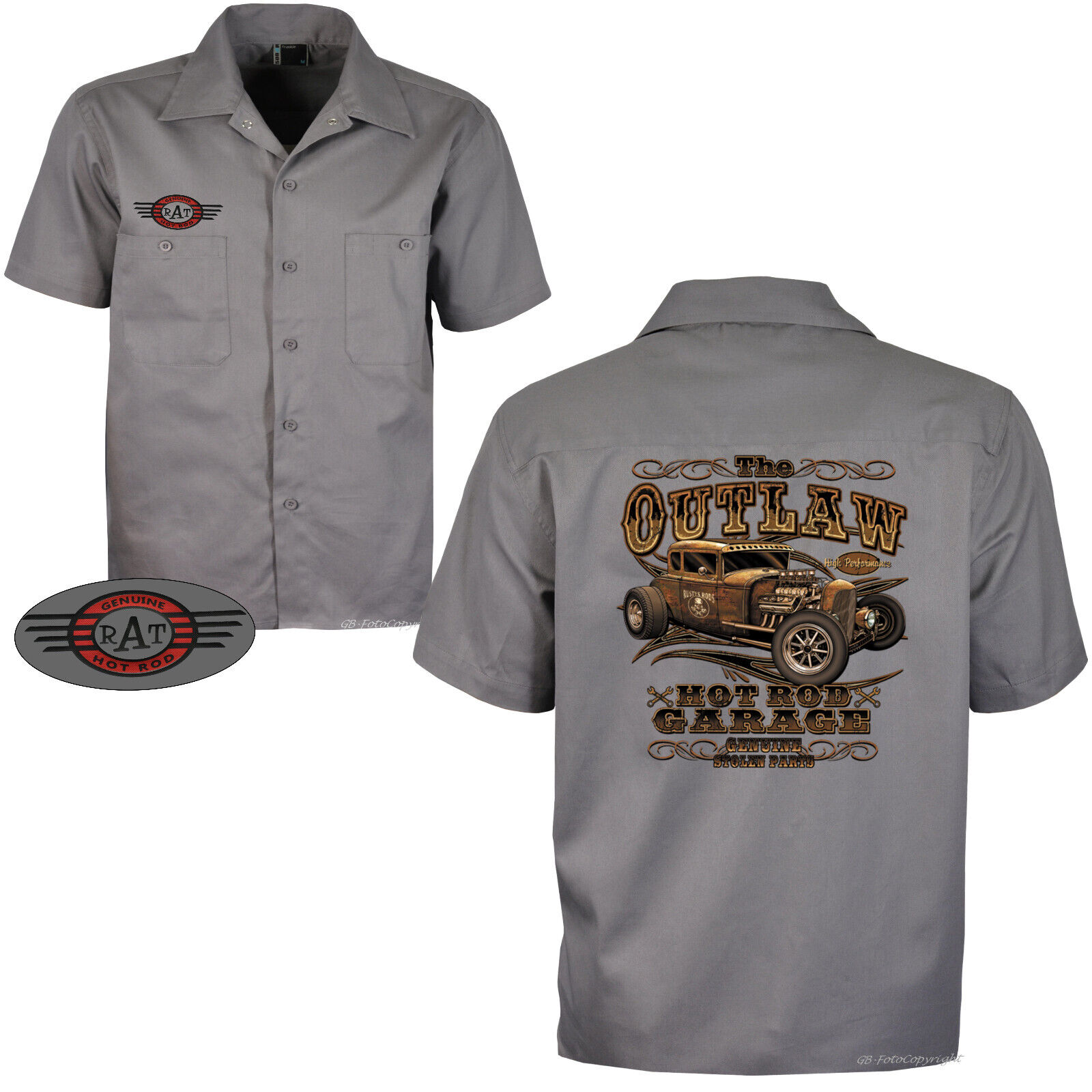 Auto Hemd Worker Shirt Oldtimer USA Hot Rod Werkstatt US-Car Herrenhemd 1247 gr
