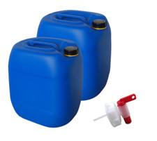 2 x 30 L blau lebensmittelecht dicht Kanister Camping & Outdoor + Hahn NEU.