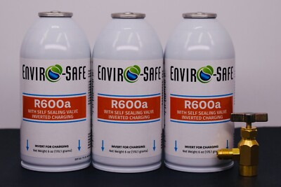 R-600a Refrigerant with 7/16'' Self Sealing K28 6 oz, 3 cans/w Top-Tap