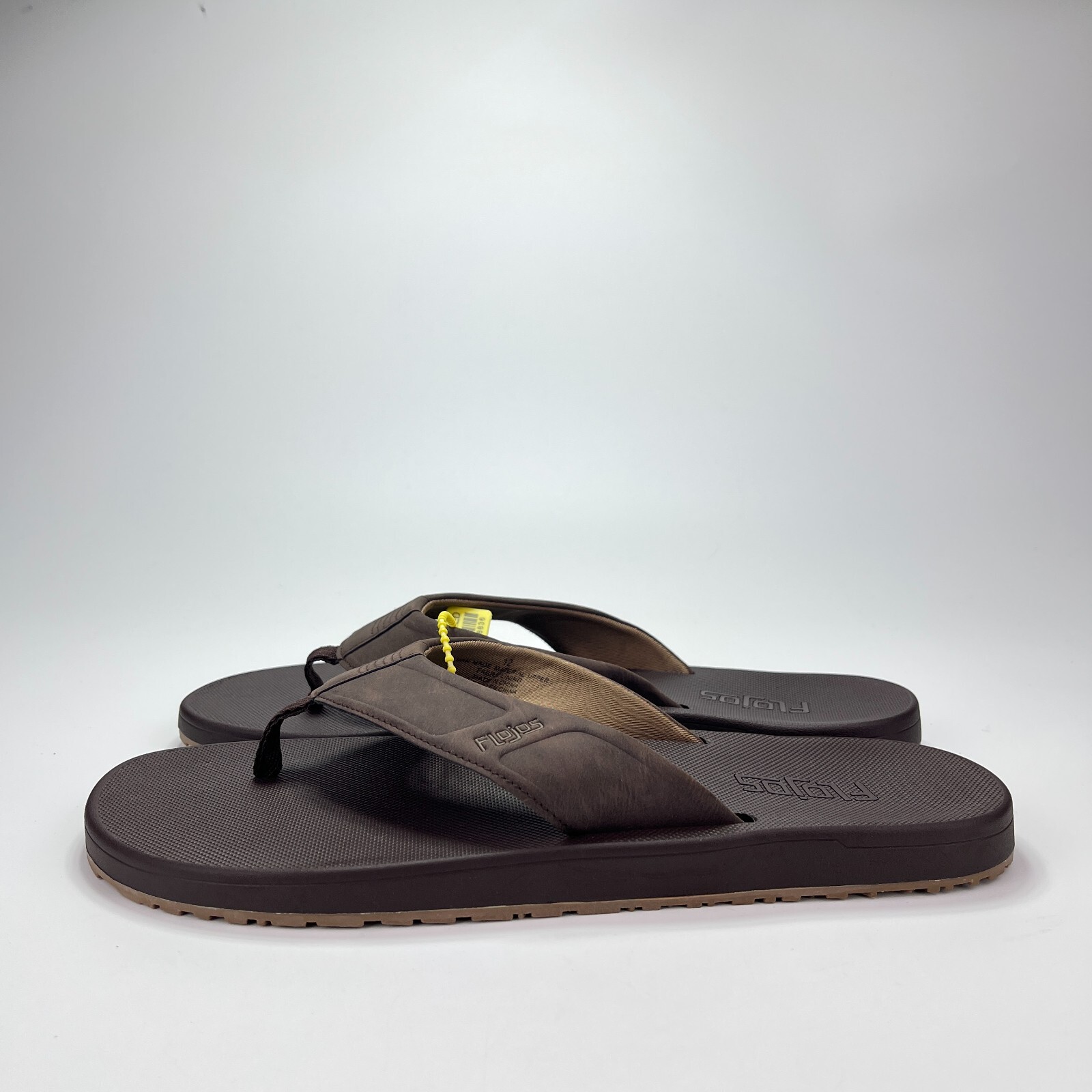 SAOLA Flojos Flip Flop Slip On Open Toe Thong Brown Slippers Sandals Men's Size 12