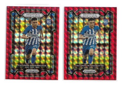 2023-24 Panini Prizm Premier League Facundo Buonanotte #104 Red Mosaic RC Lot x2