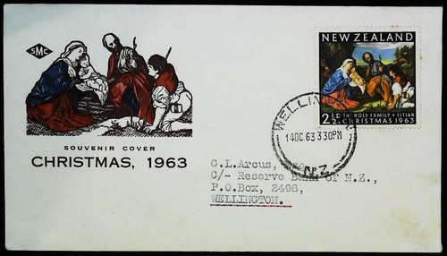 1963 FDC New Zealand. Christmas. SMC cover. CDS "WELLINGTON"