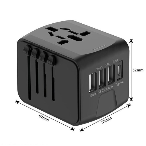 International Universal Travel Adapter 3 USB &Type-C Outlet Converter Plug Power - Picture 14 of 14