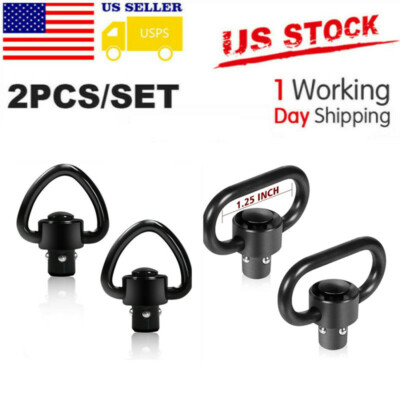 2X Heavy-Duty Push Button QD Quick Detach Sling Swivel Stud w/ Heart Loop USA