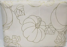 Woven Metallic Tablecloth 60"x84" Oval, FALL HARVEST,PUMPKIN GLITZ, off white,BM