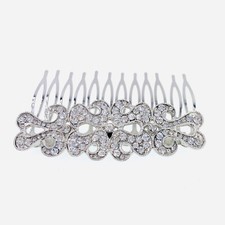 USA Hair Comb Austrian Rhinestone Crystal Hairpin Bridal Wedding Silver C5