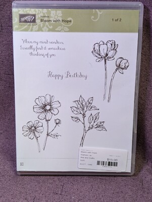 Stampin' Up ''Bloom With Hope '' Set Of 10 Rubber Stamps