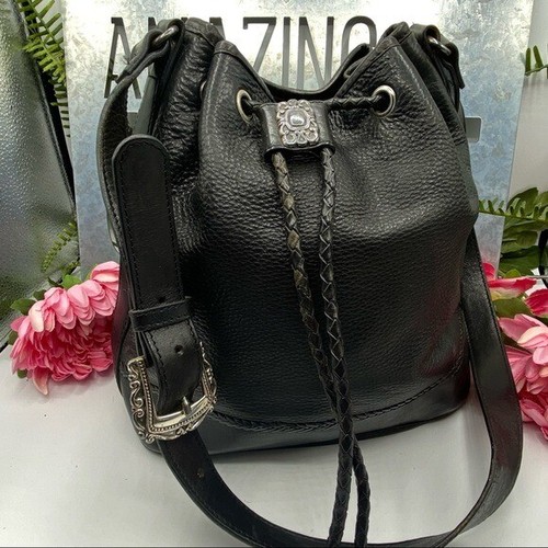 Fossil Vintage Black Drawstring Bucket 