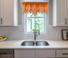 1PC FAUX SILK SEMI SHEER ASCOT WINDOW VALANCE KITCHEN RESTAURANT DECOR WAVE