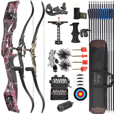 Bogenschießen Recurve-Bogen Set 30-50lbs Limbs Takedown Riser Ziel Shooting Hunt