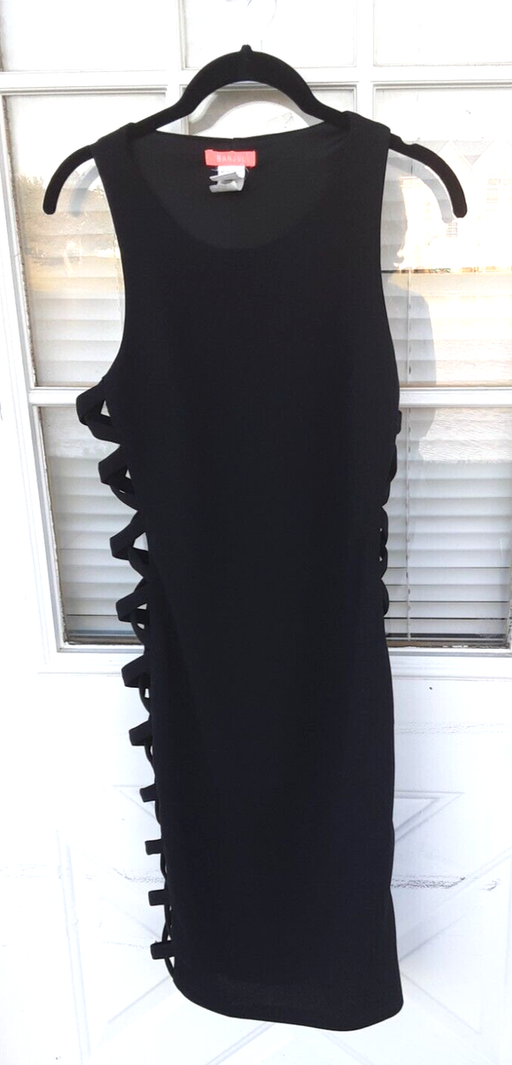banjul black dress Bodycon Mini Size L Large Side Cut-Outs Sexy Caged Areas Plus Size Party Dresses size:38 $230-$260 The model’s height