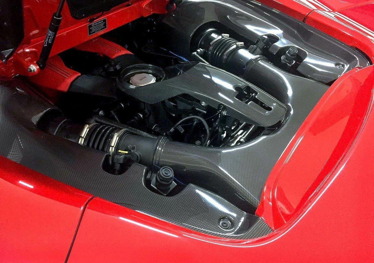 Carbon Fiber Rear Engine Bay Lock Latch Cover Panel fit Ferrari