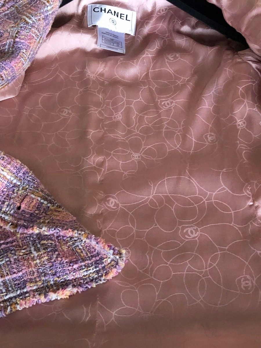 Chanel VINTAGE 05P NEW Pink Lilac Fringed Jacket CC logo