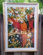 PARROT JUNGLE.    Original fine art print.  Signed/Framed.  🛎.