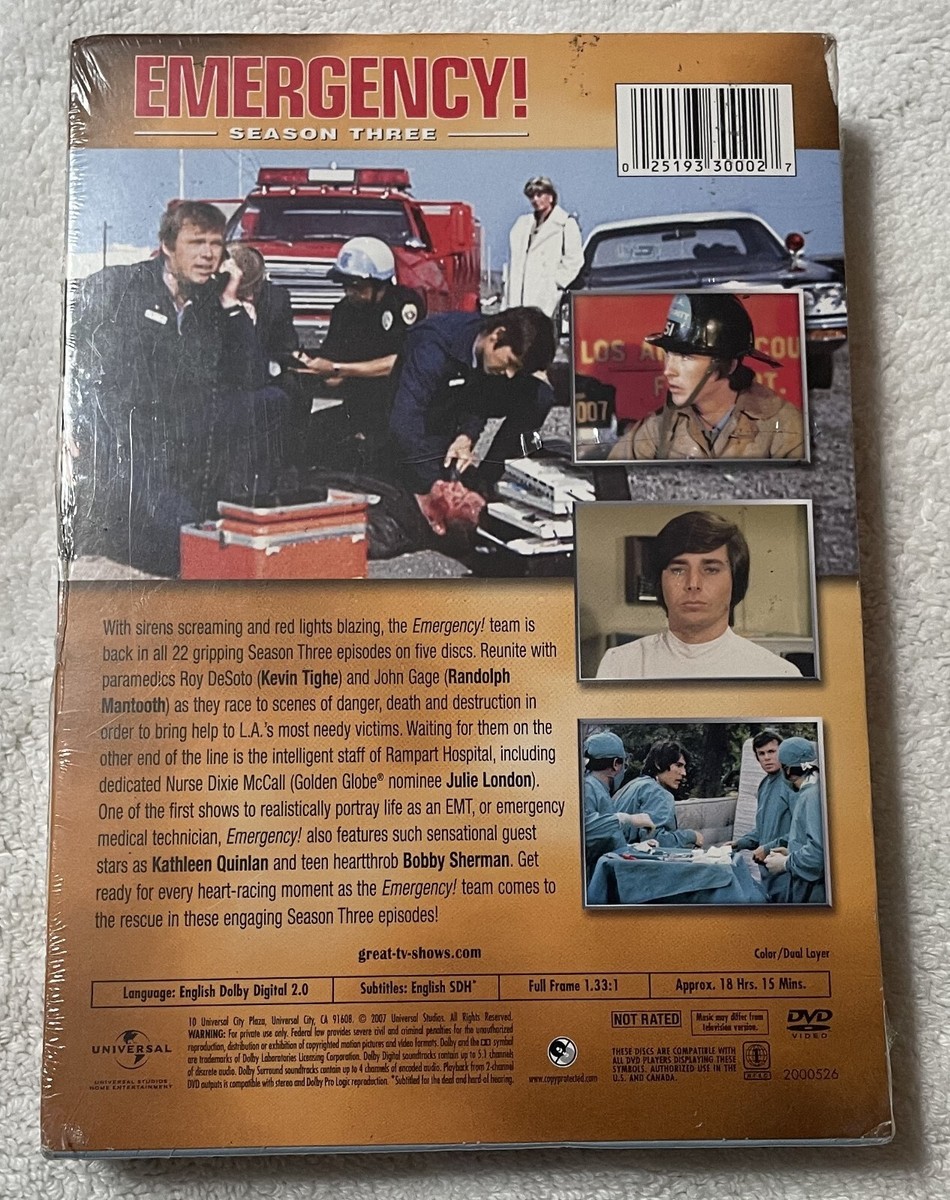 Emergency! Season Three DVD NEW Kevin Tighe Randolph Mantooth