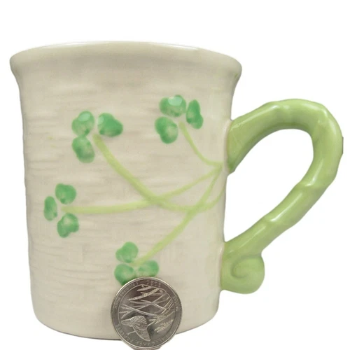 Celtic Classics Coffee Mug Stoneware Basketweave Shamrock Pattern 12 Ounce