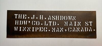 ''The J.H. Ashdown Hardware Co.'' Winnipeg Vintage Shipping Crate Stencil 1930's