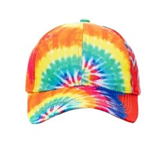 Base Ball Cap Hat Tie Dye Rainbow Multicolor Hippy Groovy 70s Strap Adjustable
