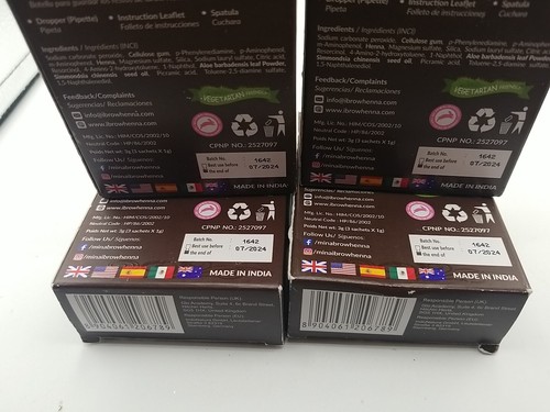 Lot Of 4 Mina ibrow Dark Brown Natural Spot Coloring Brow Powder 3 Sachets NEW - 第 4/4 張圖片