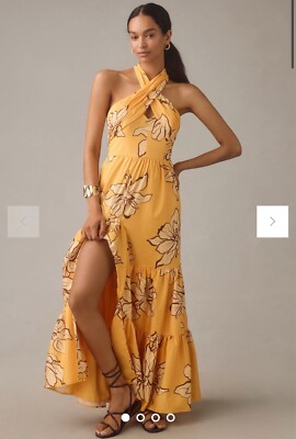 satin halter neck backless maxi slip dress Serenity DENIZ BUTTER-CREAM HALTER-NECK SILK-SATIN MIDAXI DRESS main image 0