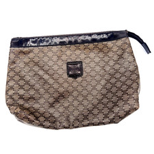 CELINE  Macadam PVC Canvas Clutch Bag brown A...