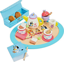 Bluey Wooden Tea Party Set 18-Piece Pretend Play Toy Kids Gift Valentines Day