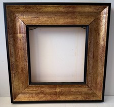 Vintage Ornate Wood Picture Frame Gold Black Trim 6 3/4" x 6 3/4" Artwork Size