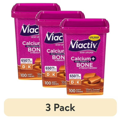 (3 pack) Viactiv Calcium Supplement Soft Chews, Chocolate (100CT) Vitamin D & K