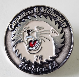 Carpenters & Millwrights Hazleton PA Union Pin Silver Tone Enamel UAW Marked