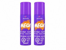 2 Pack Aussie Mega Hairspray Travel Size 1.5 Fl Oz Flexible Hold