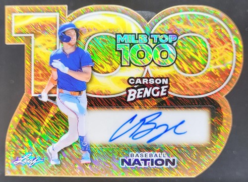 2025 Leaf Baseball Nation Carson Benge MiLB top 100 Auto Gold 1/1 MH3