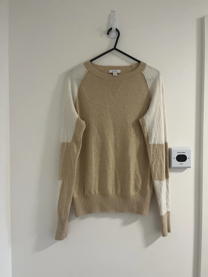 Reiss Jumper Womens Size XS Beige Wool Cashmere Blend Long Sleeve Crew Neck Knit - Image 3 of 4