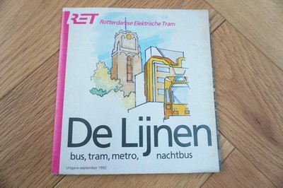 1992 RET Holland Niederlande Bus Straßenbahn Eisenbahn Streckenplan