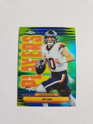 🔥 2025 Topps Chrome Bo Nix 💥 Blue Refractor /150 Power Players Denver Broncos