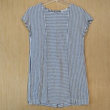 Madewell Striped Linen Blend Mini Dress Nautical Sailor Boxy Twee XXS Black